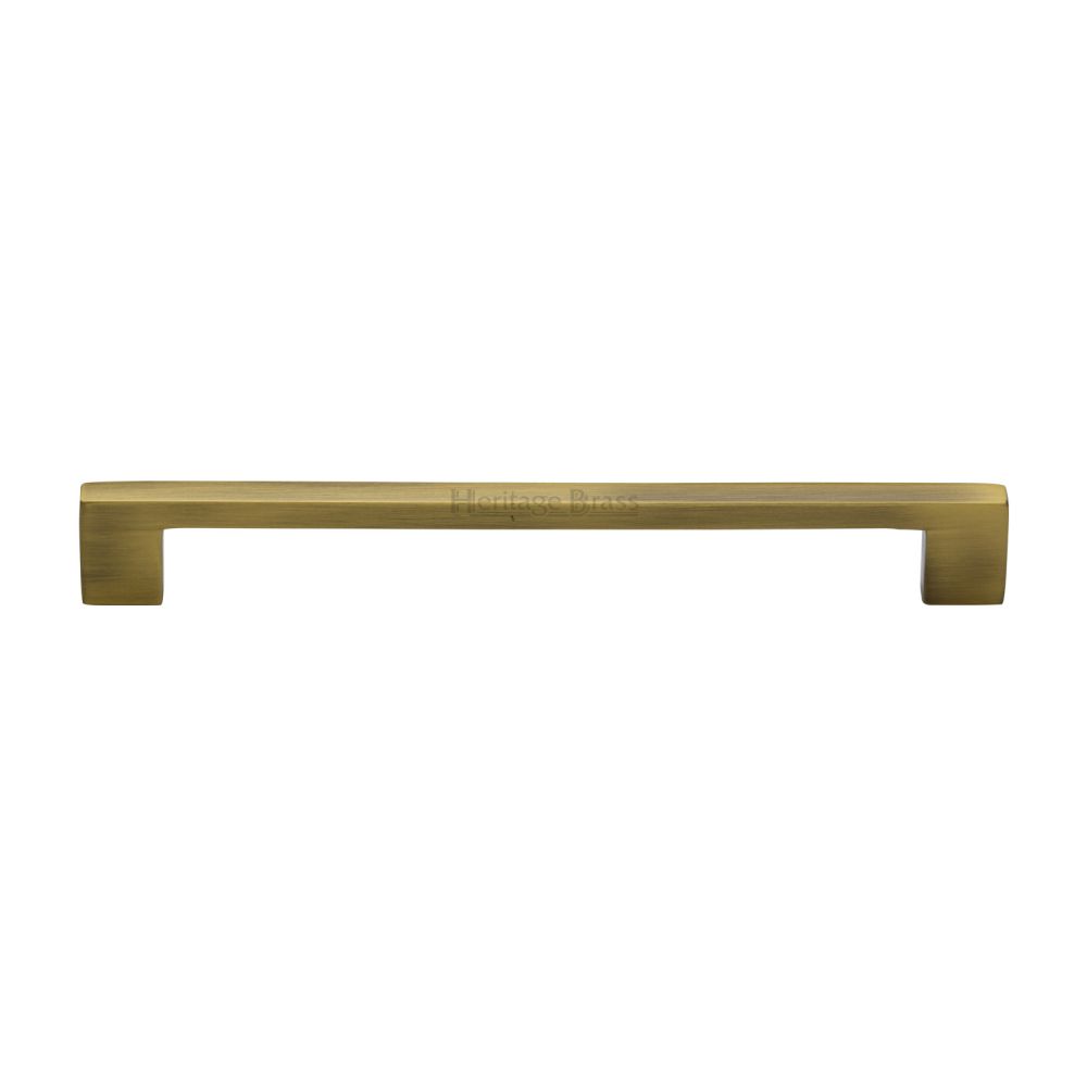 This is an image of a Heritage Brass - Cabinet Pull Metro Design 192mm CTC Antique Brass Finish, c0337-192-at that is available to order from T.H Wiggans Ironmongery in Kendal.