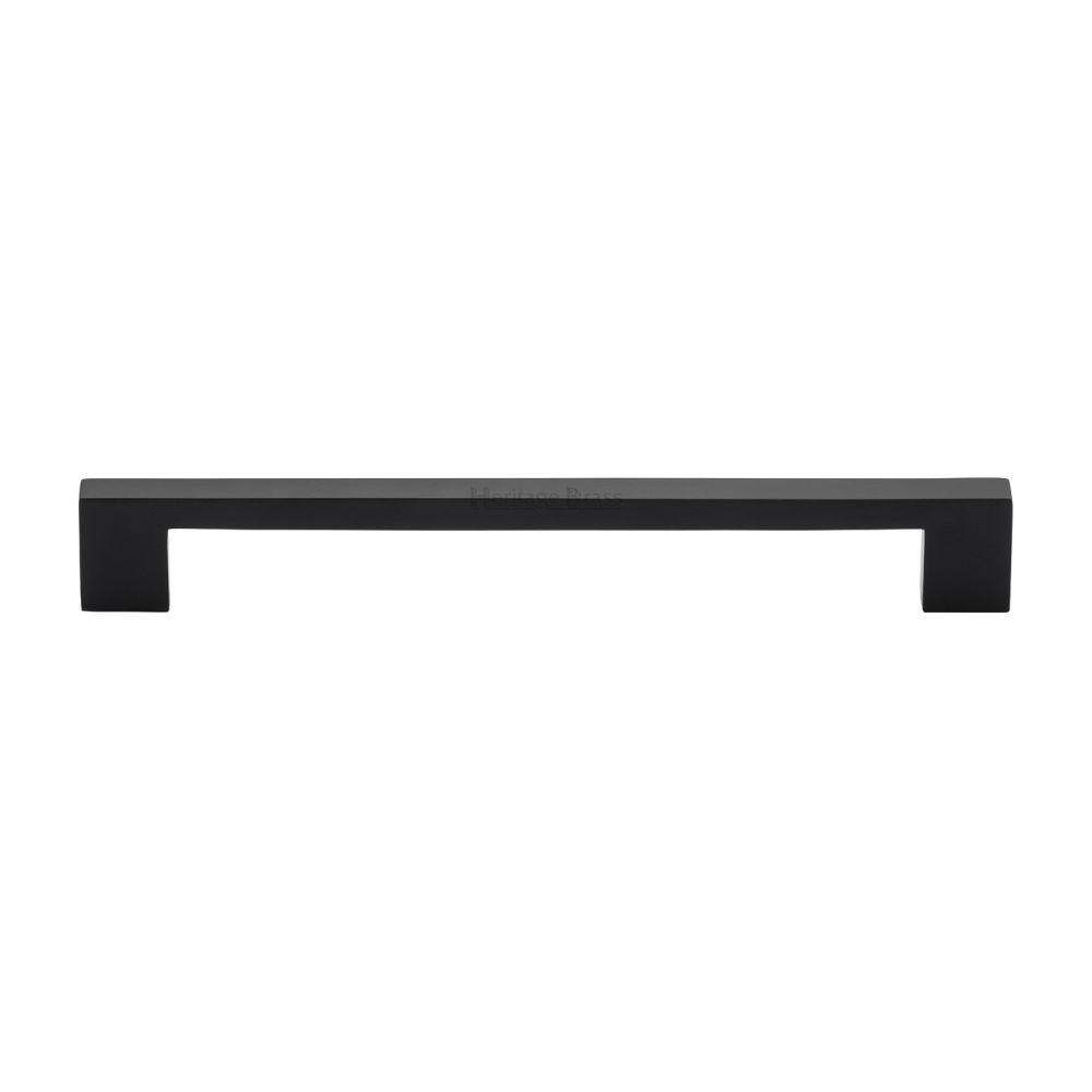 This is an image of a Heritage Brass - Cabinet Pull Metro Design 192mm CTC Matt Black Finish, c0337-192-bkmt that is available to order from T.H Wiggans Ironmongery in Kendal.