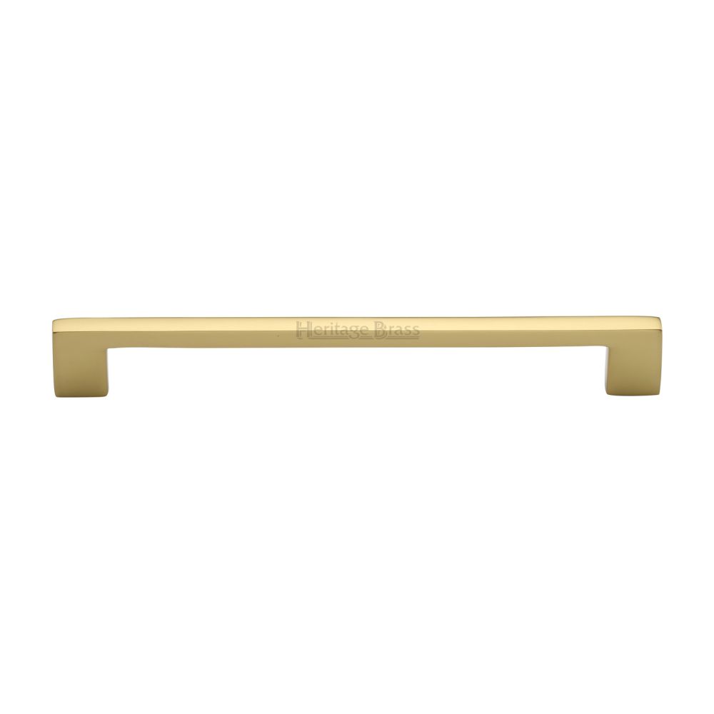 This is an image of a Heritage Brass - Cabinet Pull Metro Design 192mm CTC Polished Brass Finish, c0337-192-pb that is available to order from T.H Wiggans Ironmongery in Kendal.