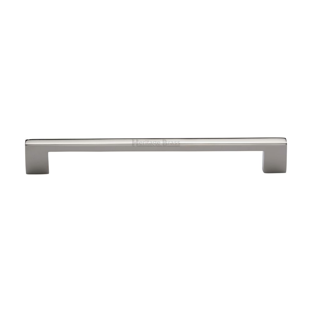 This is an image of a Heritage Brass - Cabinet Pull Metro Design 192mm CTC Polished Nickel Finish, c0337-192-pnf that is available to order from T.H Wiggans Ironmongery in Kendal.