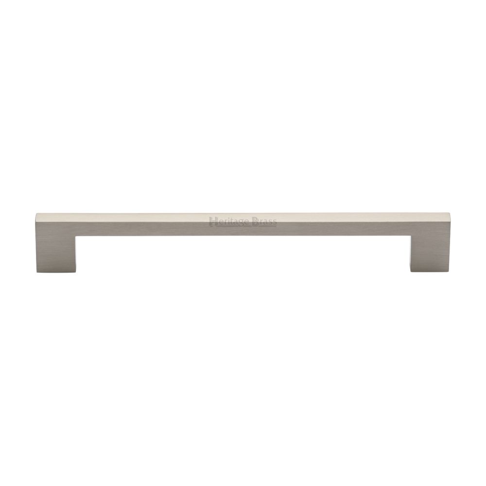 This is an image of a Heritage Brass - Cabinet Pull Metro Design 192mm CTC Satin Nickel Finish, c0337-192-sn that is available to order from T.H Wiggans Ironmongery in Kendal.