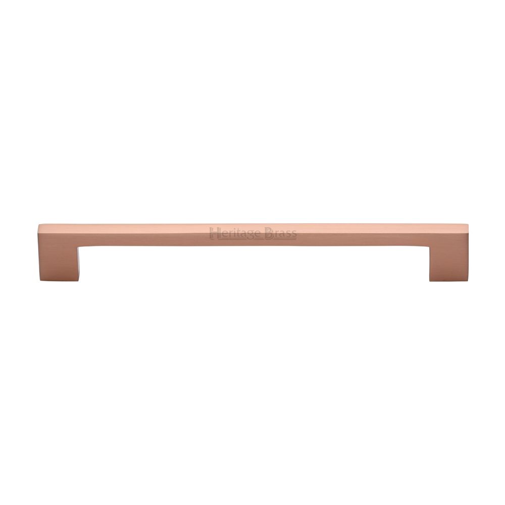 This is an image of a Heritage Brass - Cabinet Pull Metro Design 192mm CTC Satin Rose Gold Finish, c0337-192-srg that is available to order from T.H Wiggans Ironmongery in Kendal.