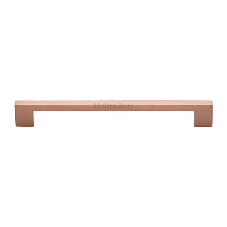 This is an image of a Heritage Brass - Cabinet Pull Metro Design 203mm CTC Satin Rose Gold Finish, c0337-203-srg that is available to order from T.H Wiggans Ironmongery in Kendal.