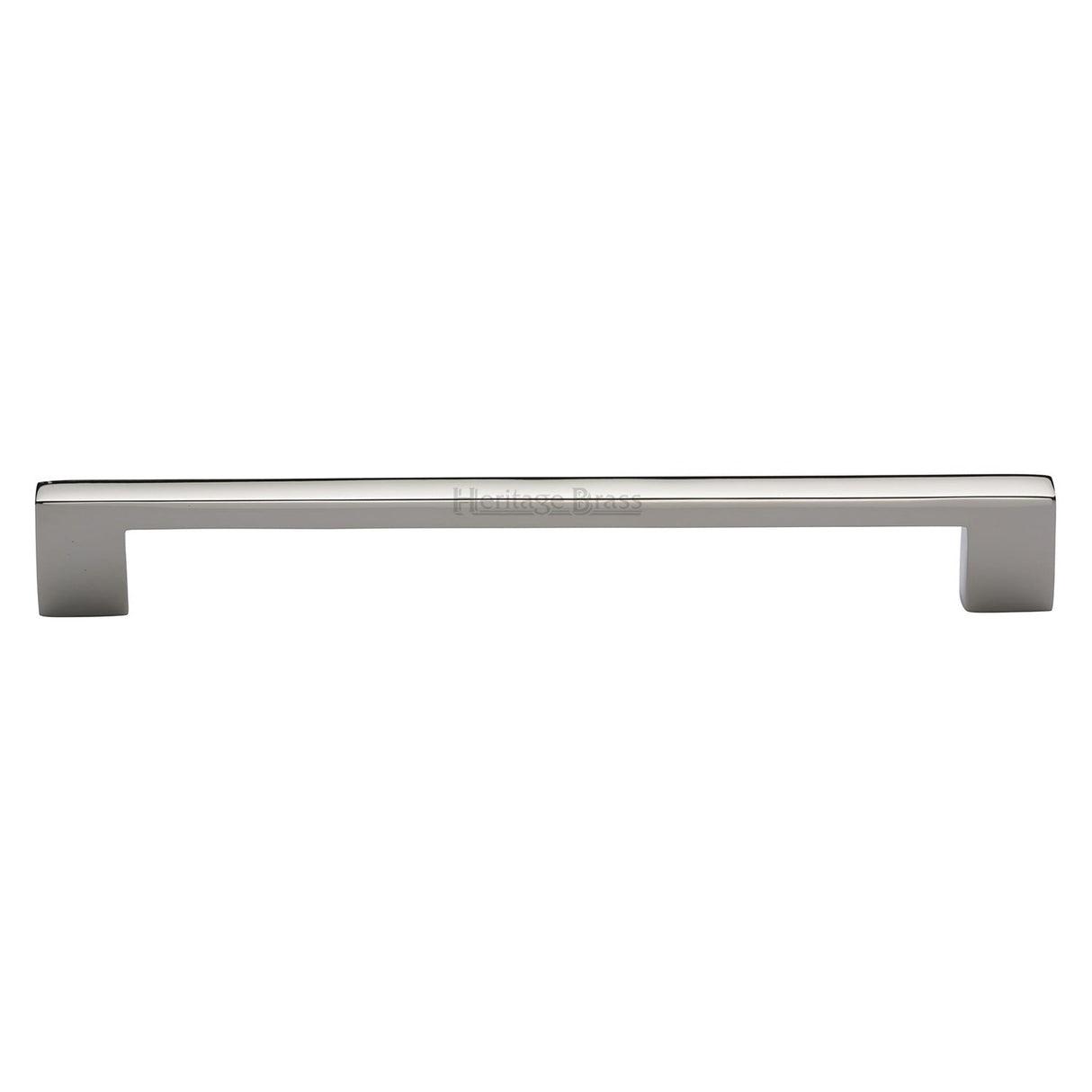This is an image of a Heritage Brass - Cabinet Pull Metro Design 254mm CTC Polished Nickel Finish, c0337-254-pnf that is available to order from T.H Wiggans Ironmongery in Kendal.