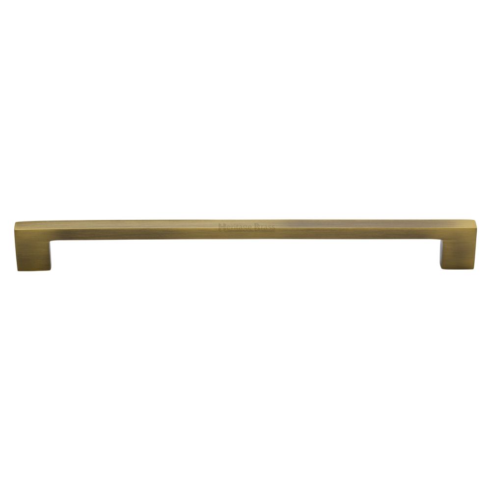 This is an image of a Heritage Brass - Cabinet Pull Metro Design 256mm CTC Antique Brass Finish, c0337-256-at that is available to order from T.H Wiggans Ironmongery in Kendal.