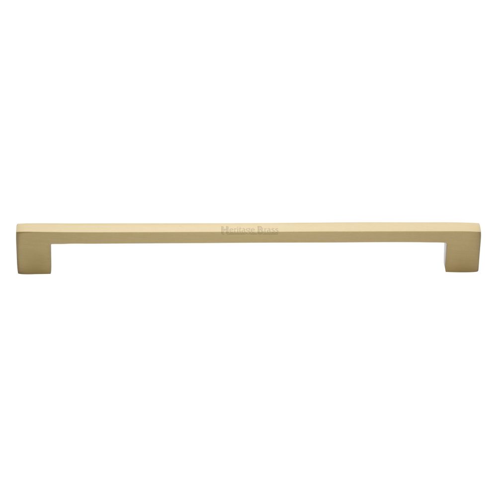This is an image of a Heritage Brass - Cabinet Pull Metro Design 256mm CTC Satin Brass Finish, c0337-256-sb that is available to order from T.H Wiggans Ironmongery in Kendal.