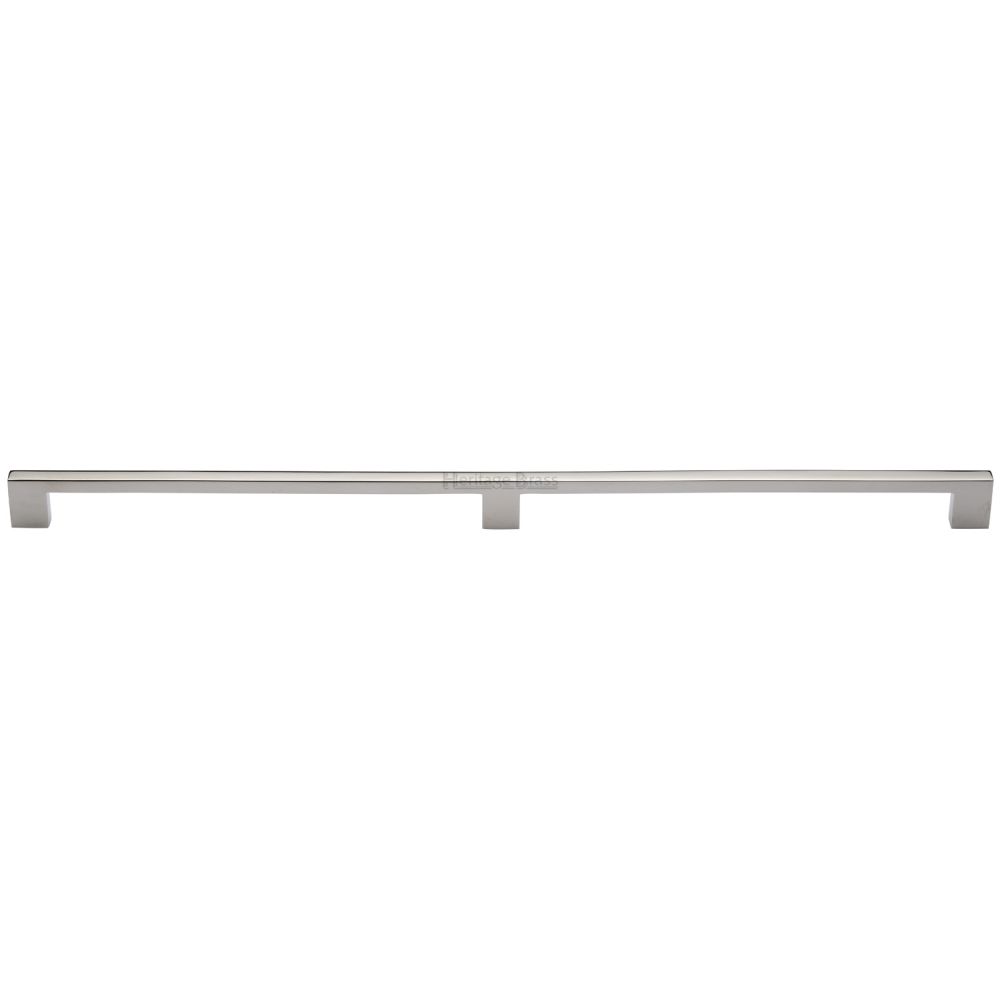 This is an image of a Heritage Brass - Cabinet Pull Metro Design 480mm CTC Polished Nickel Finish, c0337-480-pnf that is available to order from T.H Wiggans Ironmongery in Kendal.