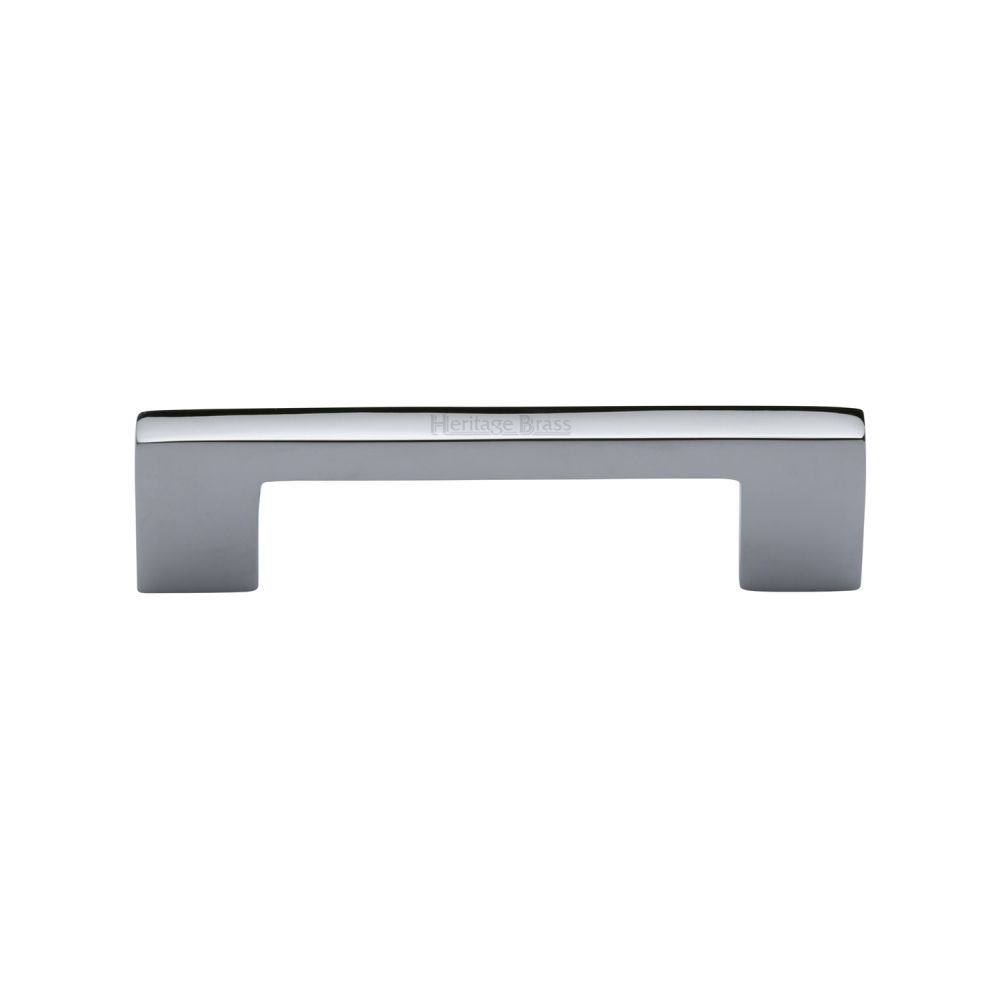 This is an image of a Heritage Brass - Cabinet Pull Metro Design 96mm CTC Polished Chrome Finish, c0337-96-pc that is available to order from T.H Wiggans Ironmongery in Kendal.