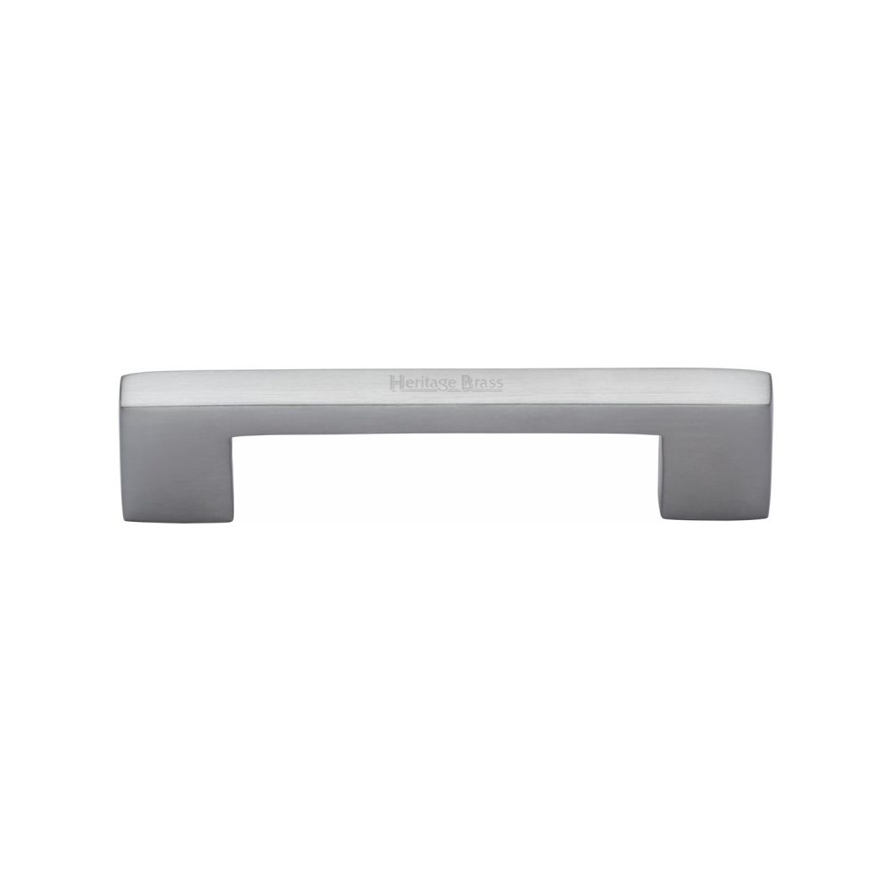 This is an image of a Heritage Brass - Cabinet Pull Metro Design 96mm CTC Satin Chrome Finish, c0337-96-sc that is available to order from T.H Wiggans Ironmongery in Kendal.