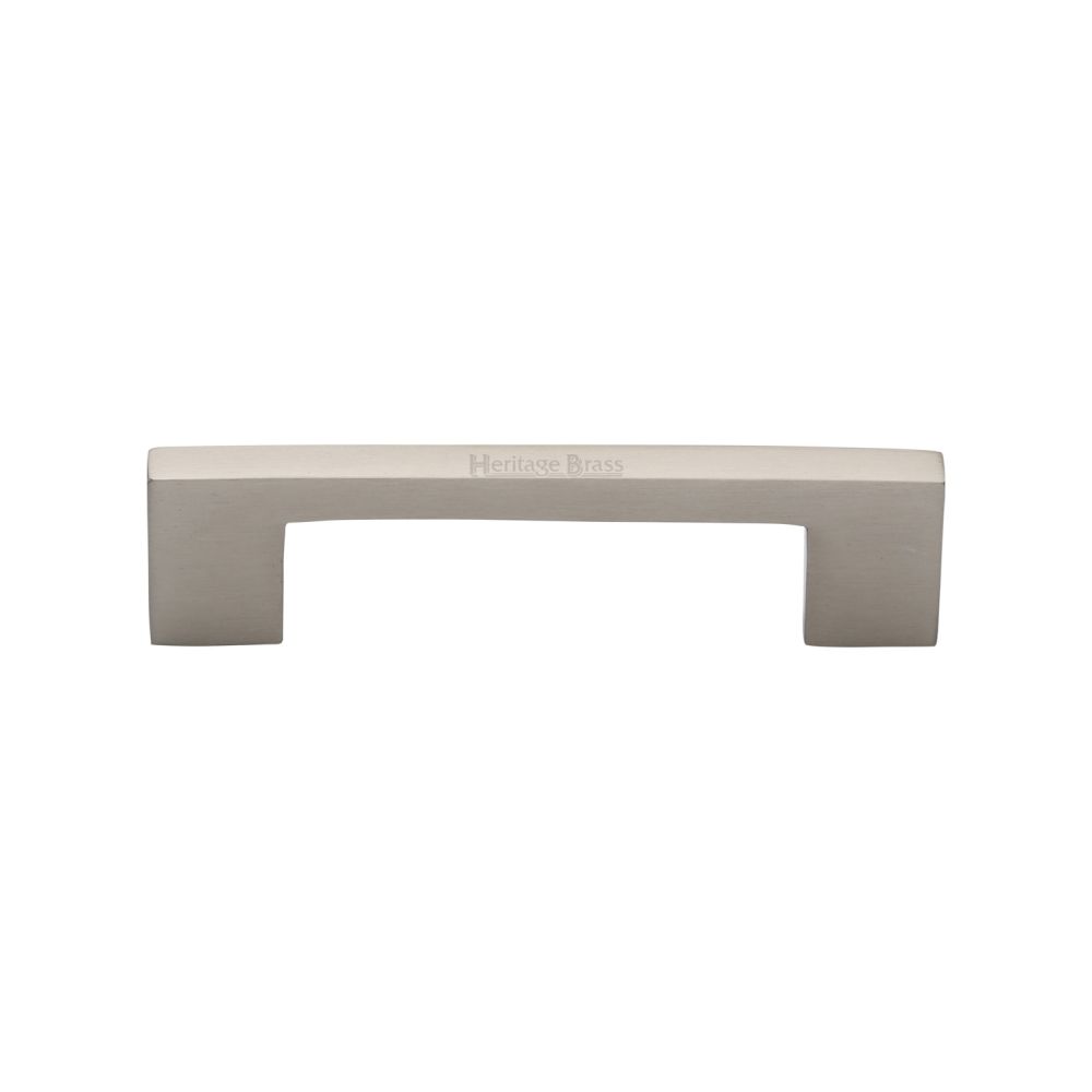 This is an image of a Heritage Brass - Cabinet Pull Metro Design 96mm CTC Satin Nickel Finish, c0337-96-sn that is available to order from T.H Wiggans Ironmongery in Kendal.