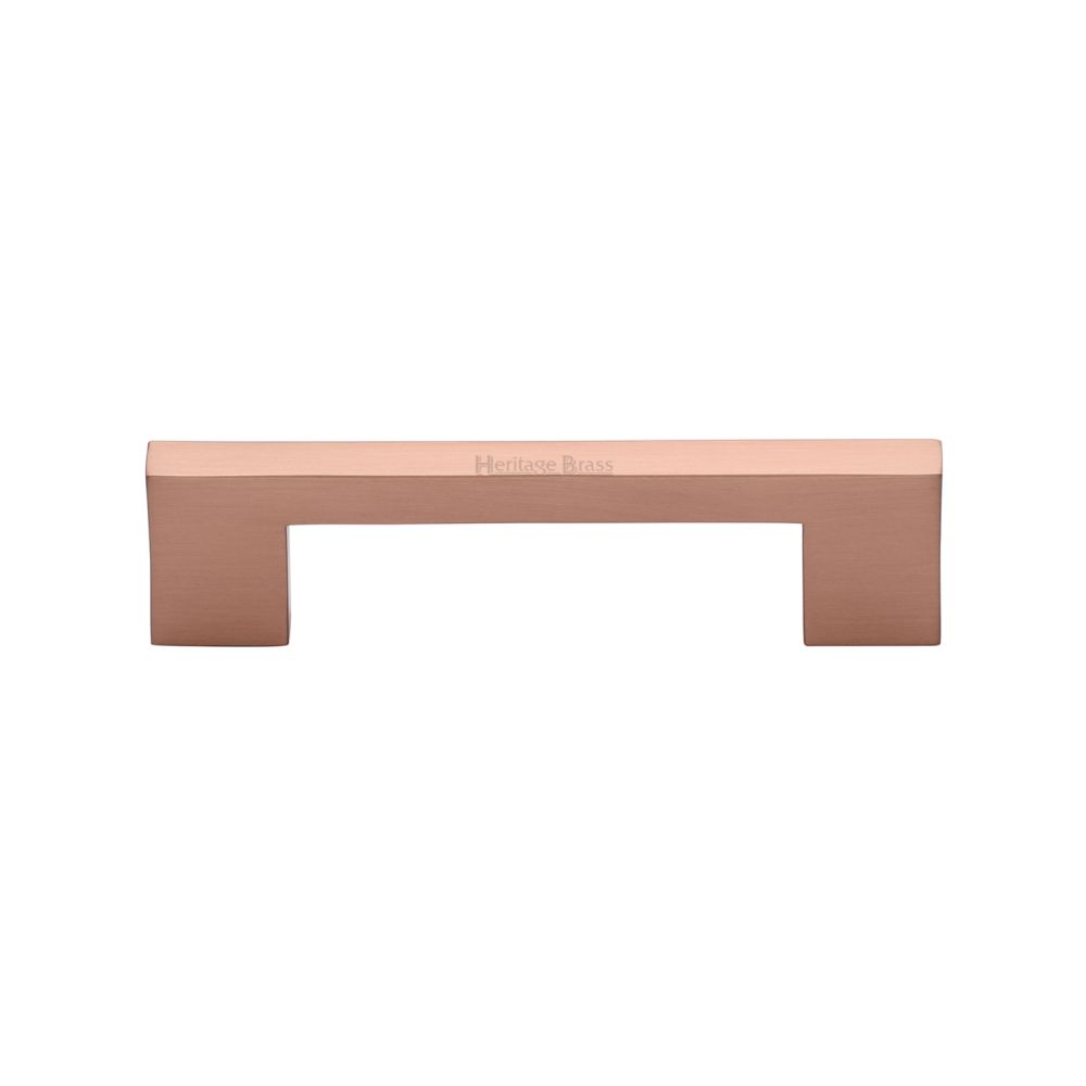 This is an image of a Heritage Brass - Cabinet Pull Metro Design 96mm CTC Satin Rose Gold Finish, c0337-96-srg that is available to order from T.H Wiggans Ironmongery in Kendal.