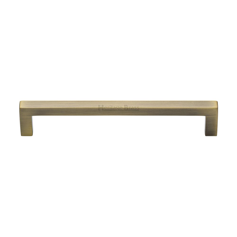 This is an image of a Heritage Brass - Cabinet Pull Square Metro Design 160mm CTC Antique Brass Finish, c0339-160-at that is available to order from T.H Wiggans Ironmongery in Kendal.