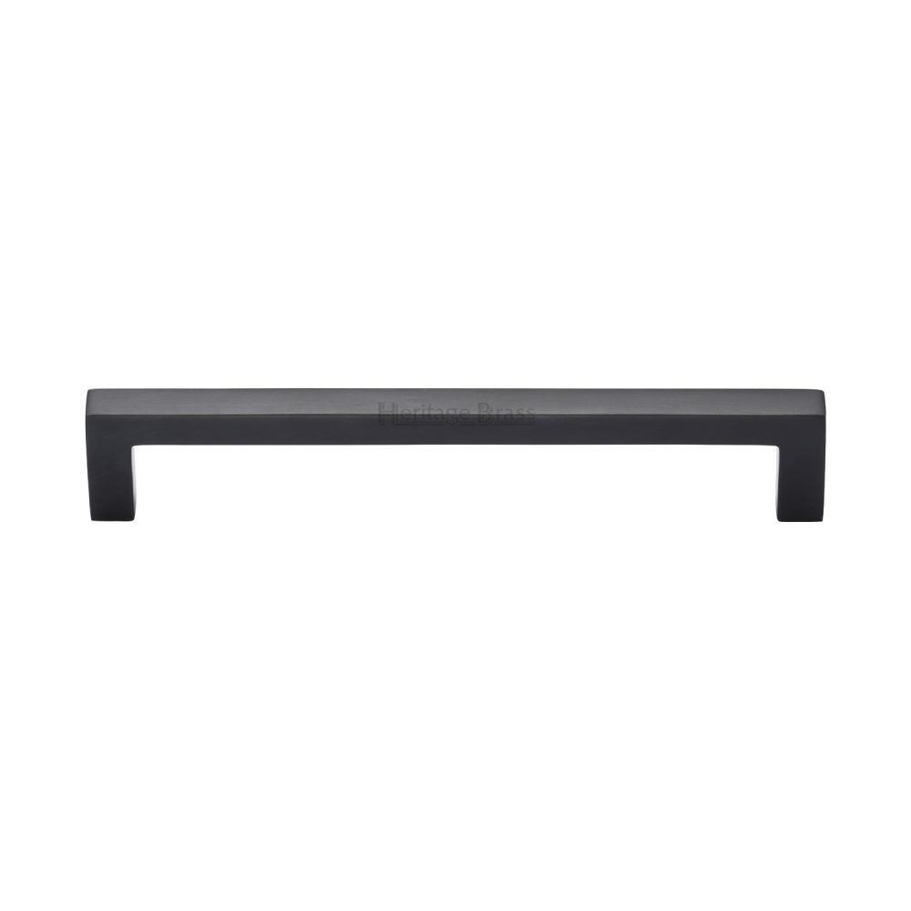 This is an image of a Heritage Brass - Cabinet Pull Square Metro Design 160mm CTC Matt Black Finish, c0339-160-bkmt that is available to order from T.H Wiggans Ironmongery in Kendal.