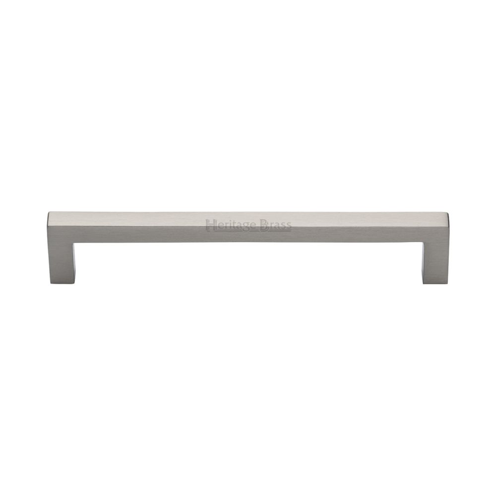 This is an image of a Heritage Brass - Cabinet Pull Square Metro Design 160mm CTC Satin Nickel Finish, c0339-160-sn that is available to order from T.H Wiggans Ironmongery in Kendal.