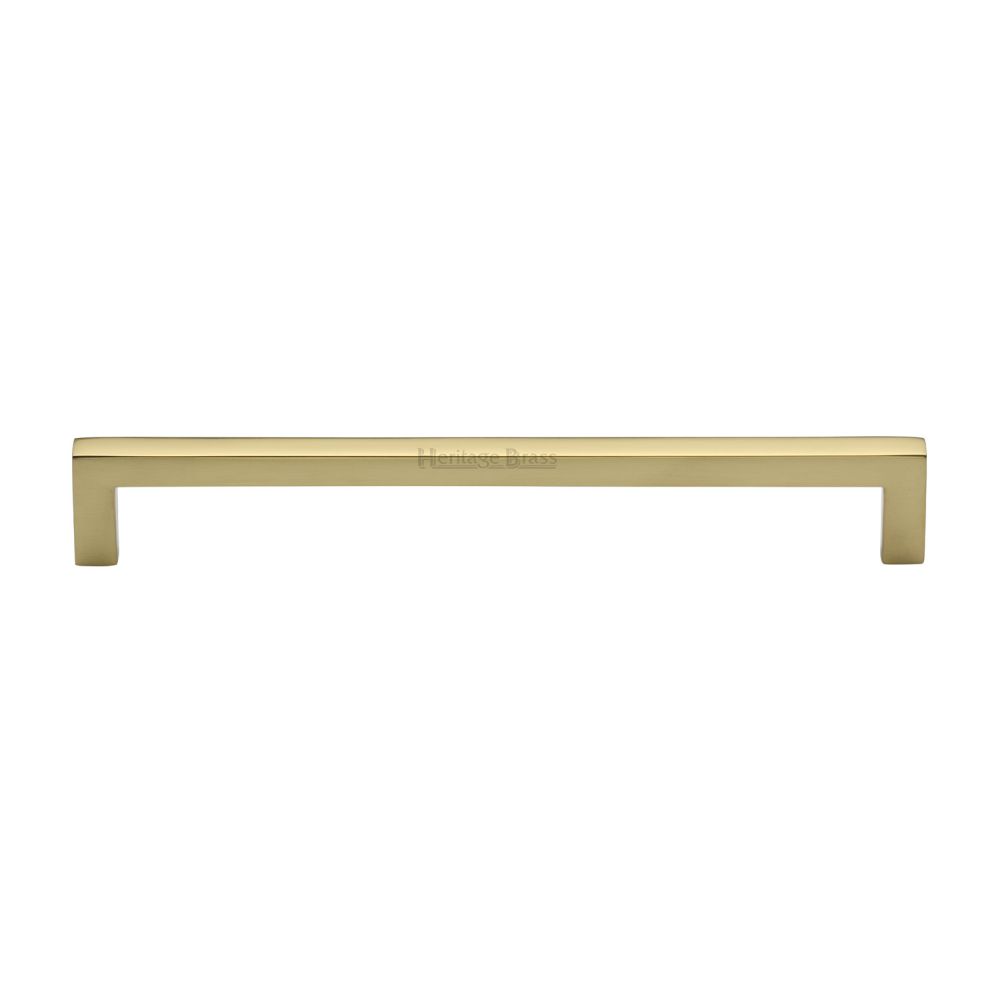This is an image of a Heritage Brass - Cabinet Pull Square Metro Design 192mm CTC Polished Brass Finish, c0339-192-pb that is available to order from T.H Wiggans Ironmongery in Kendal.