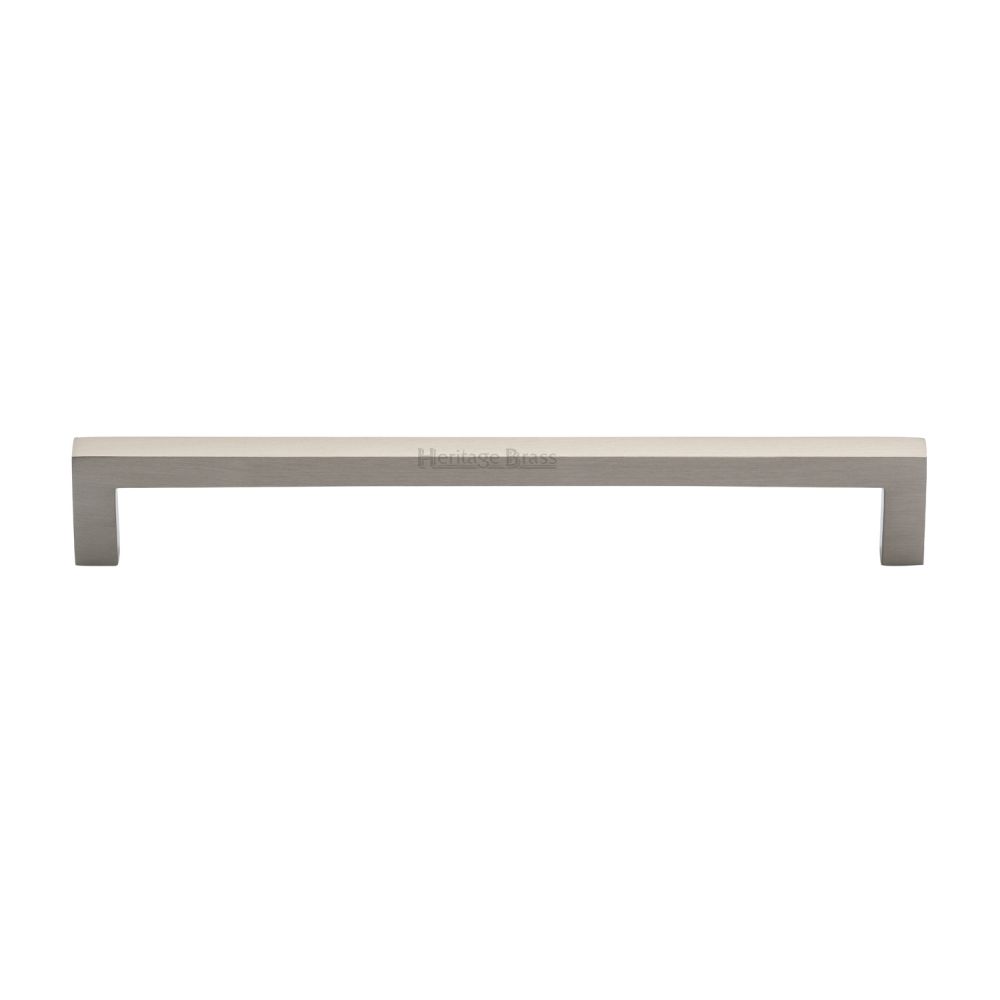 This is an image of a Heritage Brass - Cabinet Pull Square Metro Design 192mm CTC Satin Nickel Finish, c0339-192-sn that is available to order from T.H Wiggans Ironmongery in Kendal.