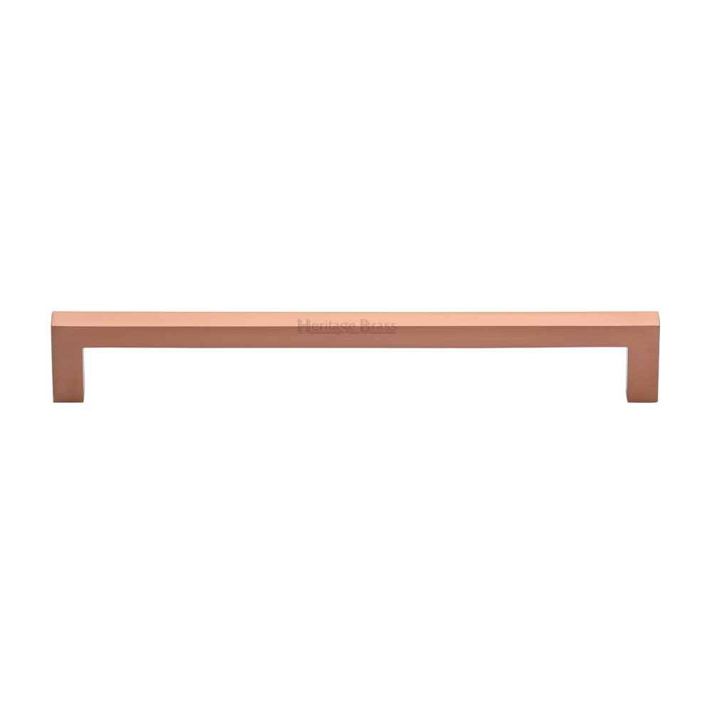 This is an image of a Heritage Brass - Cabinet Pull Square Metro Design 192mm CTC Satin Rose Gold Finis, c0339-192-srg that is available to order from T.H Wiggans Ironmongery in Kendal.