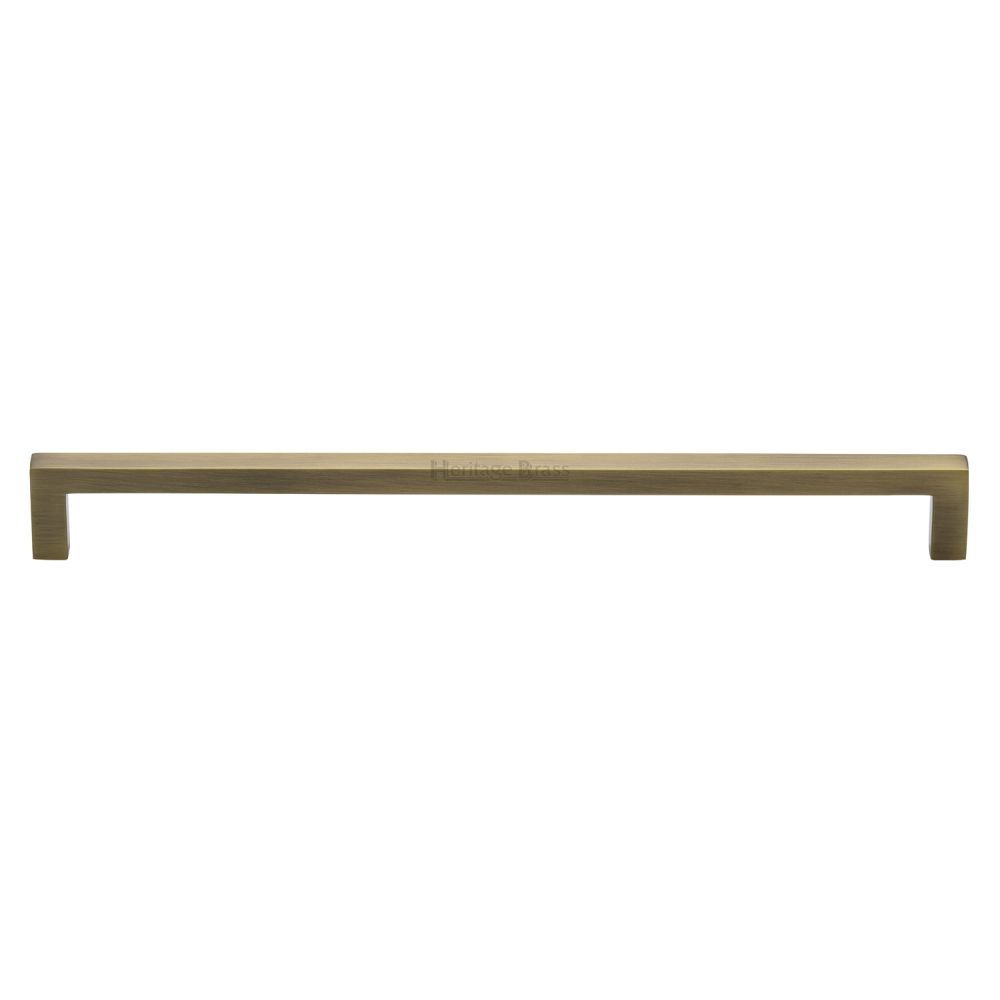 This is an image of a Heritage Brass - Cabinet Pull Square Metro Design 256mm CTC Antique Brass Finish, c0339-256-at that is available to order from T.H Wiggans Ironmongery in Kendal.