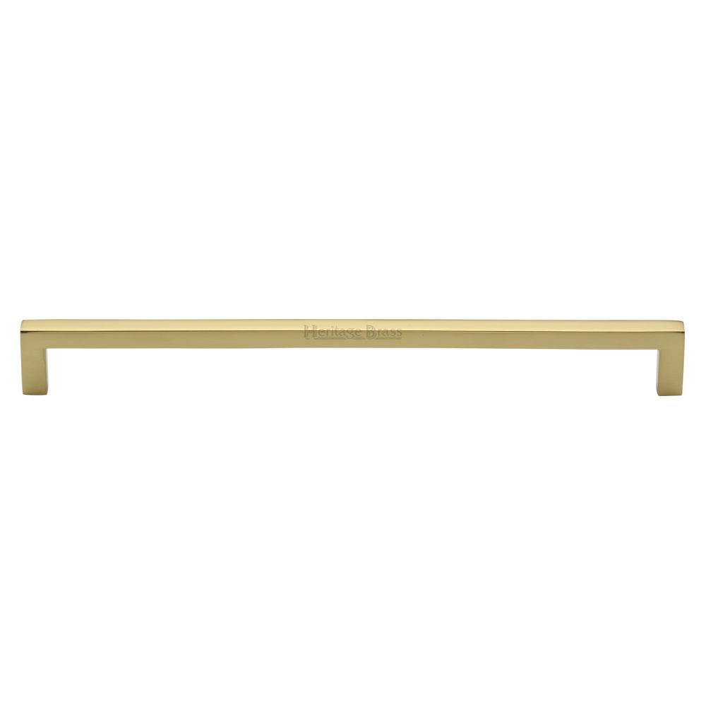 This is an image of a Heritage Brass - Cabinet Pull Square Metro Design 256mm CTC Polished Brass Finish, c0339-256-pb that is available to order from T.H Wiggans Ironmongery in Kendal.