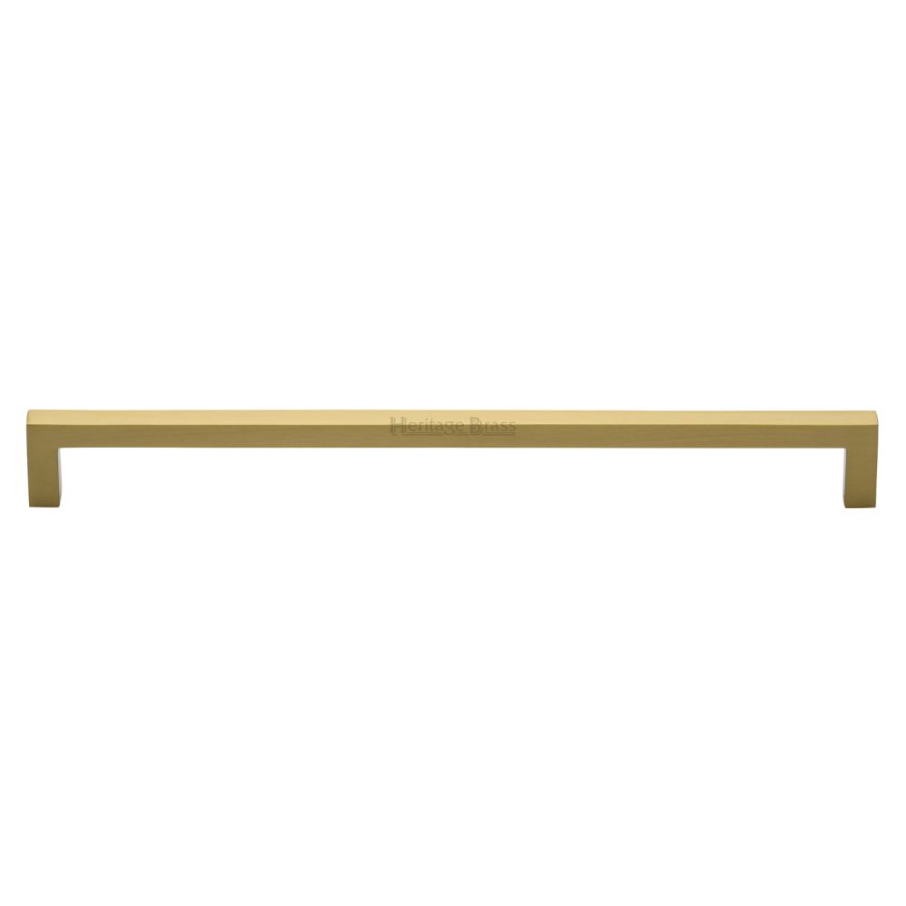 This is an image of a Heritage Brass - Cabinet Pull Square Metro Design 256mm CTC Satin Brass Finish, c0339-256-sb that is available to order from T.H Wiggans Ironmongery in Kendal.