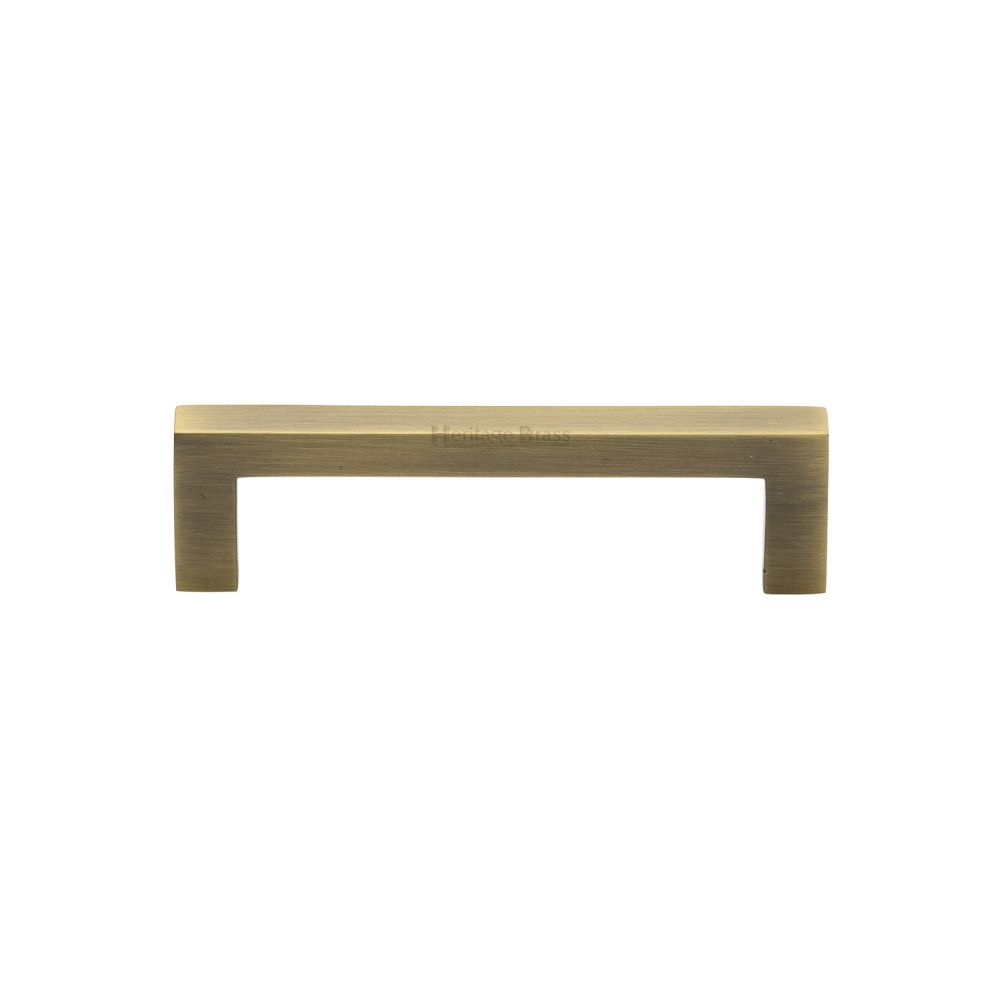 This is an image of a Heritage Brass - Cabinet Pull Square Metro Design 96mm CTC Antique Brass Finish, c0339-96-at that is available to order from T.H Wiggans Ironmongery in Kendal.