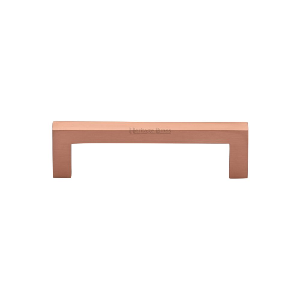 This is an image of a Heritage Brass - Cabinet Pull Square Metro Design 96mm CTC Satin Rose Gold Finish, c0339-96-srg that is available to order from T.H Wiggans Ironmongery in Kendal.