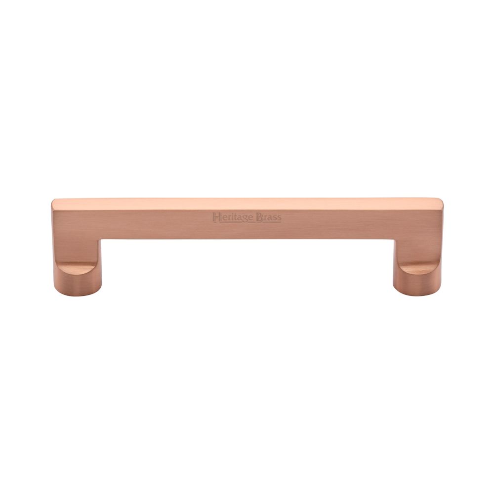 This is an image of a Heritage Brass - Cabinet Pull Apollo Design 128mm CTC Satin Rose Gold Finish, c0345-128-srg that is available to order from T.H Wiggans Ironmongery in Kendal.