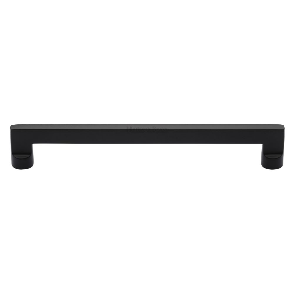 This is an image of a Heritage Brass - Cabinet Pull Apollo Design 203mm CTC Matt Black Finish, c0345-203-bkmt that is available to order from T.H Wiggans Ironmongery in Kendal.