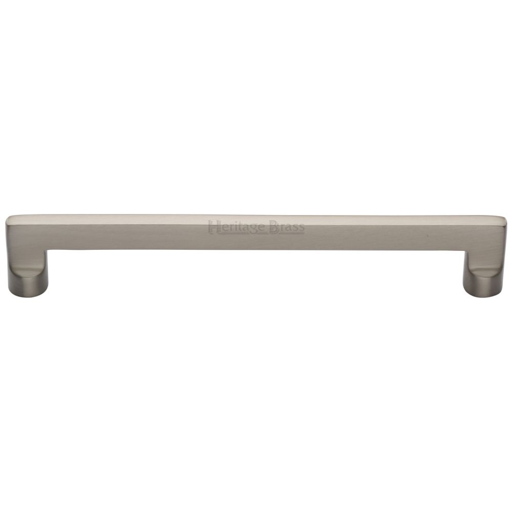 This is an image of a Heritage Brass - Cabinet Pull Apollo Design 203mm CTC Satin Nickel Finish, c0345-203-sn that is available to order from T.H Wiggans Ironmongery in Kendal.