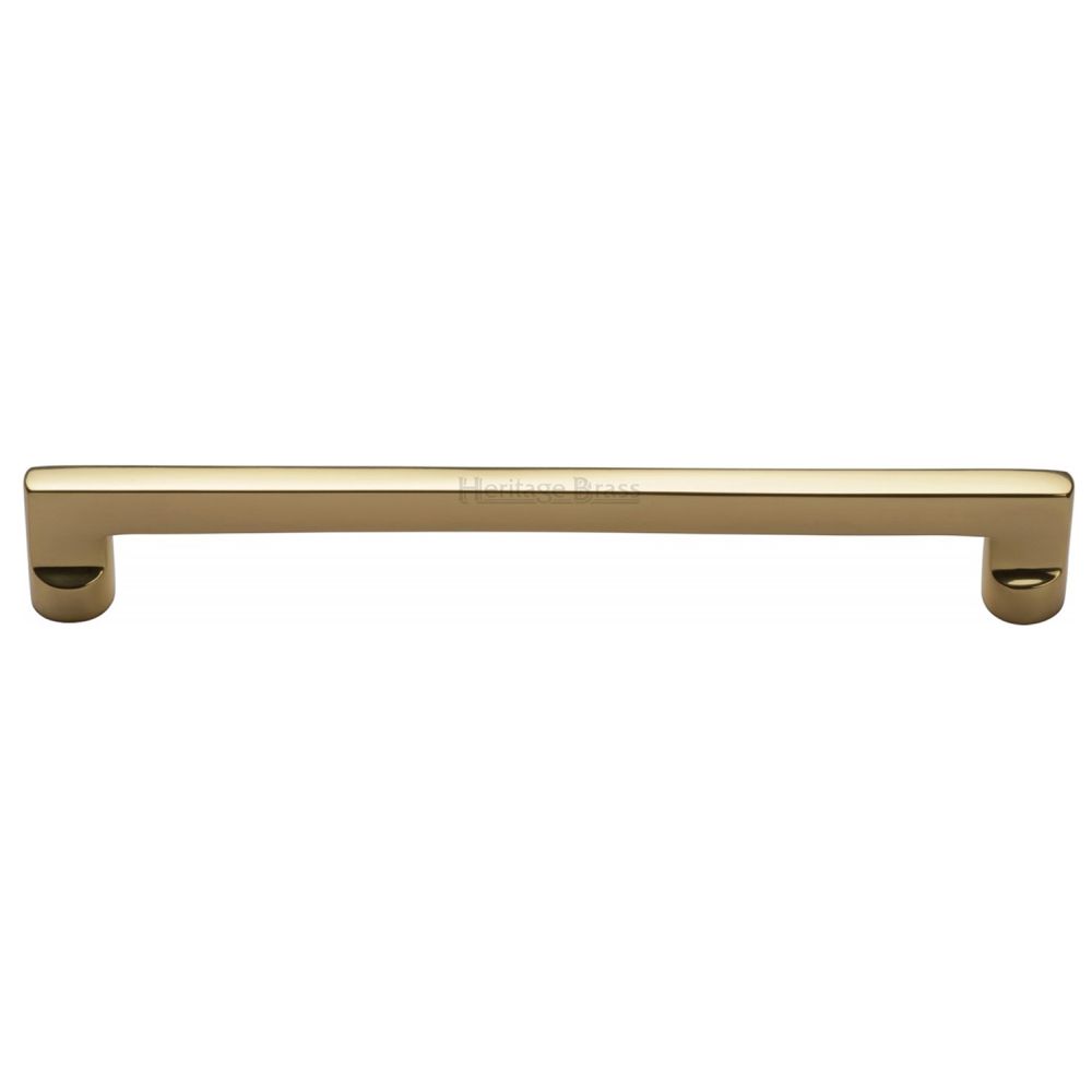 This is an image of a Heritage Brass - Cabinet Pull Apollo Design 256mm CTC Polished Brass Finish, c0345-256-pb that is available to order from T.H Wiggans Ironmongery in Kendal.