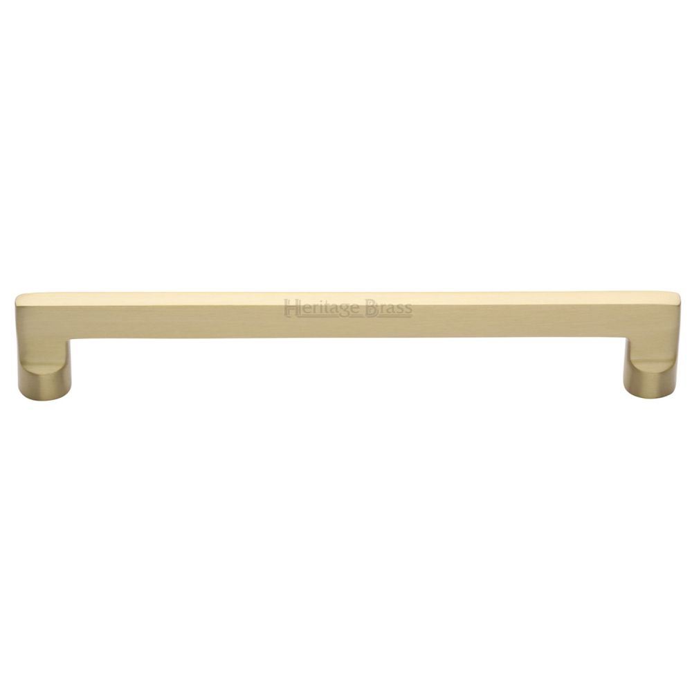 This is an image of a Heritage Brass - Cabinet Pull Apollo Design 256mm CTC Satin Brass Finish, c0345-256-sb that is available to order from T.H Wiggans Ironmongery in Kendal.