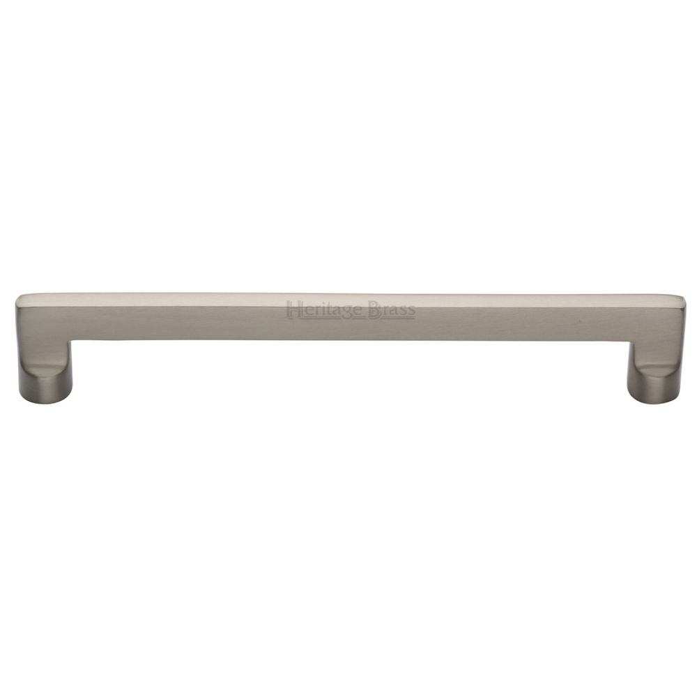 This is an image of a Heritage Brass - Cabinet Pull Apollo Design 256mm CTC Satin Nickel Finish, c0345-256-sn that is available to order from T.H Wiggans Ironmongery in Kendal.