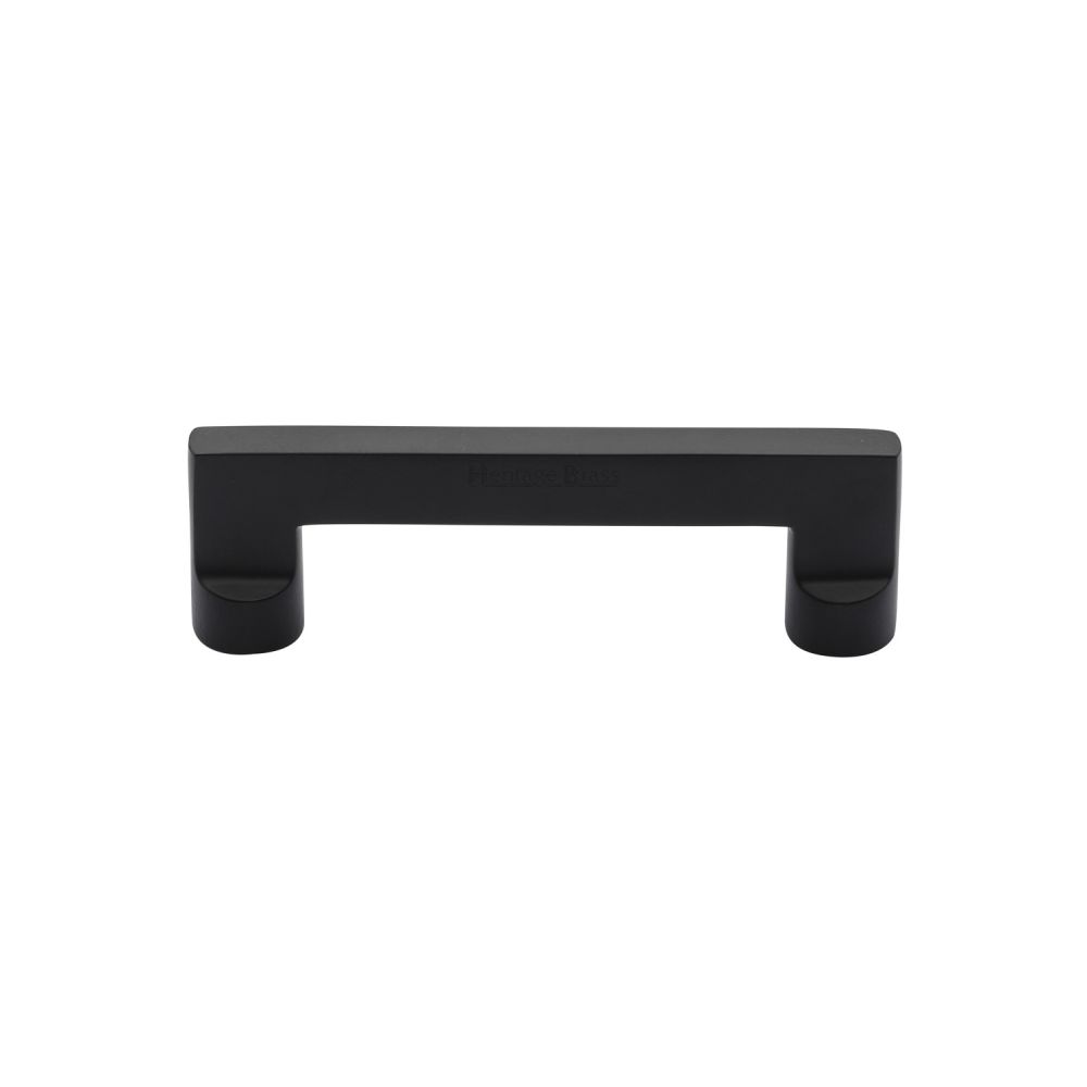 This is an image of a Heritage Brass - Cabinet Pull Apollo Design 96mm CTC Matt Black Finish, c0345-96-bkmt that is available to order from T.H Wiggans Ironmongery in Kendal.