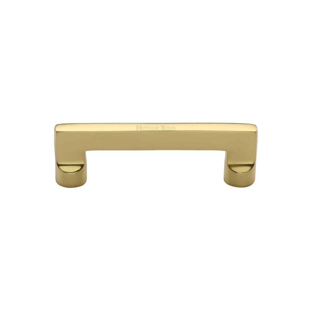 This is an image of a Heritage Brass - Cabinet Pull Apollo Design 96mm CTC Polished Brass Finish, c0345-96-pb that is available to order from T.H Wiggans Ironmongery in Kendal.