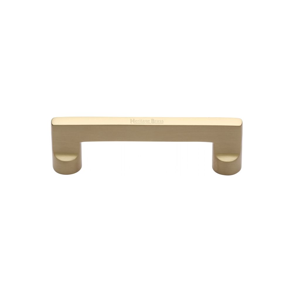 This is an image of a Heritage Brass - Cabinet Pull Apollo Design 96mm CTC Satin Brass Finish, c0345-96-sb that is available to order from T.H Wiggans Ironmongery in Kendal.