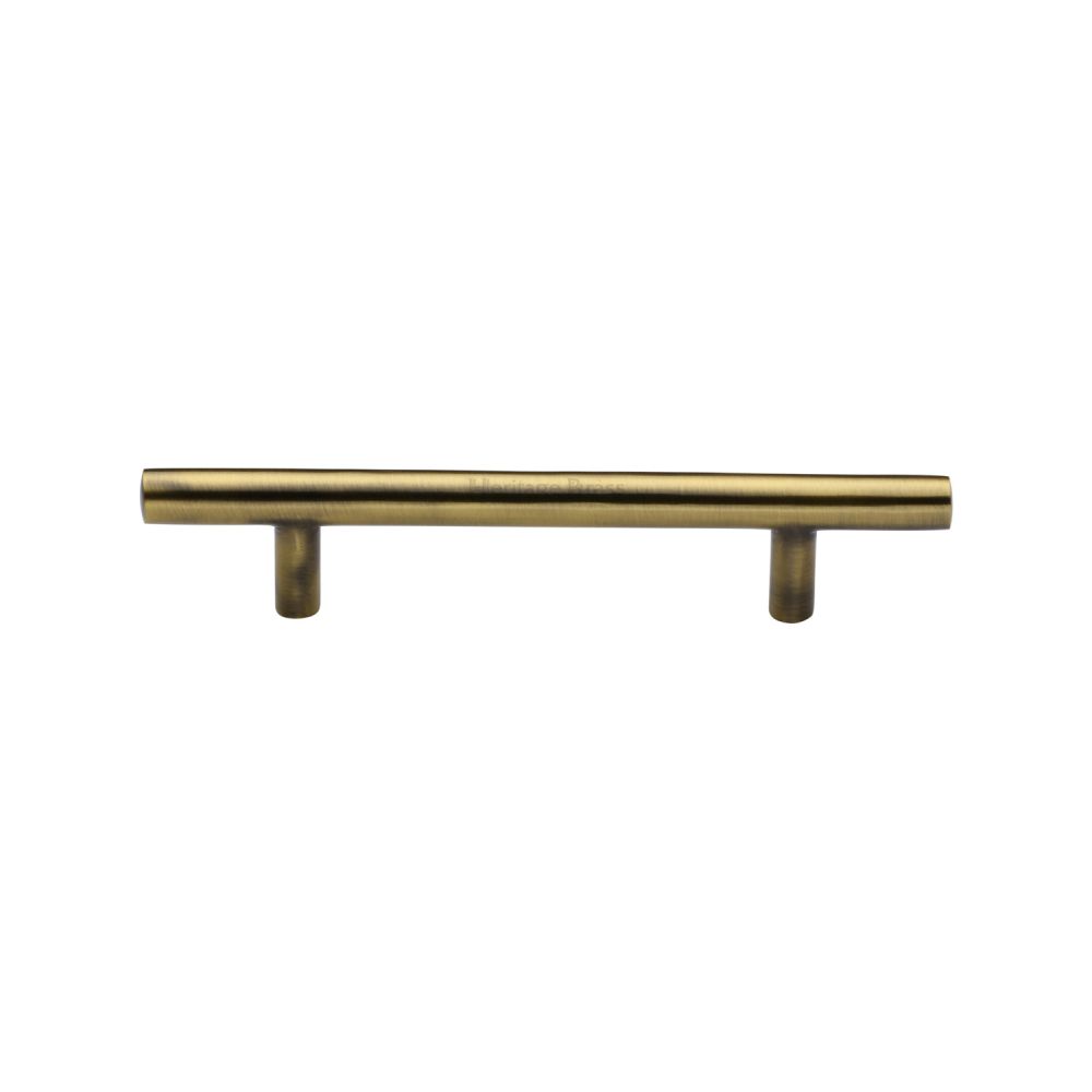 This is an image of a Heritage Brass - Cabinet Pull T-Bar Design 101mm CTC Antique Brass Finish, c0361-101-at that is available to order from T.H Wiggans Ironmongery in Kendal.