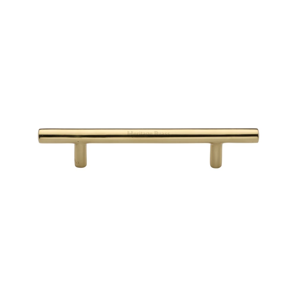 This is an image of a Heritage Brass - Cabinet Pull T-Bar Design 101mm CTC Polished Brass Finish, c0361-101-pb that is available to order from T.H Wiggans Ironmongery in Kendal.