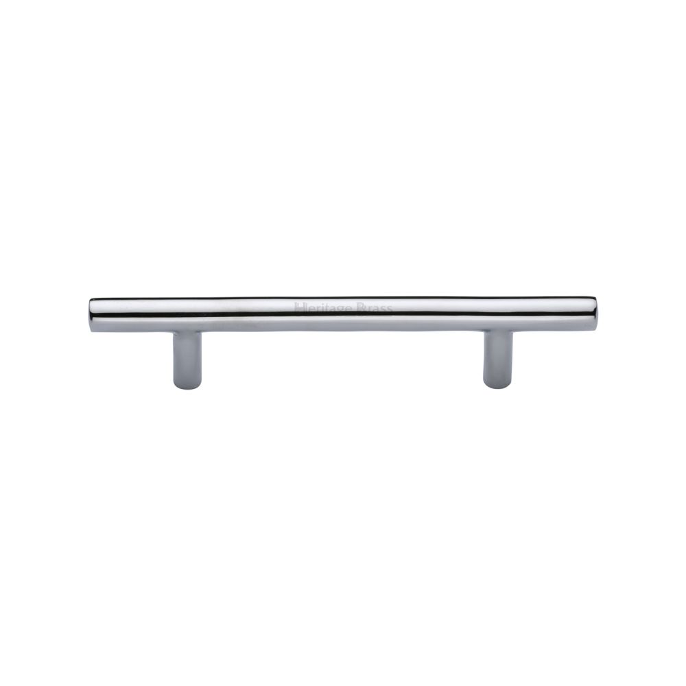 This is an image of a Heritage Brass - Cabinet Pull T-Bar Design 101mm CTC Polished Chrome Finish, c0361-101-pc that is available to order from T.H Wiggans Ironmongery in Kendal.