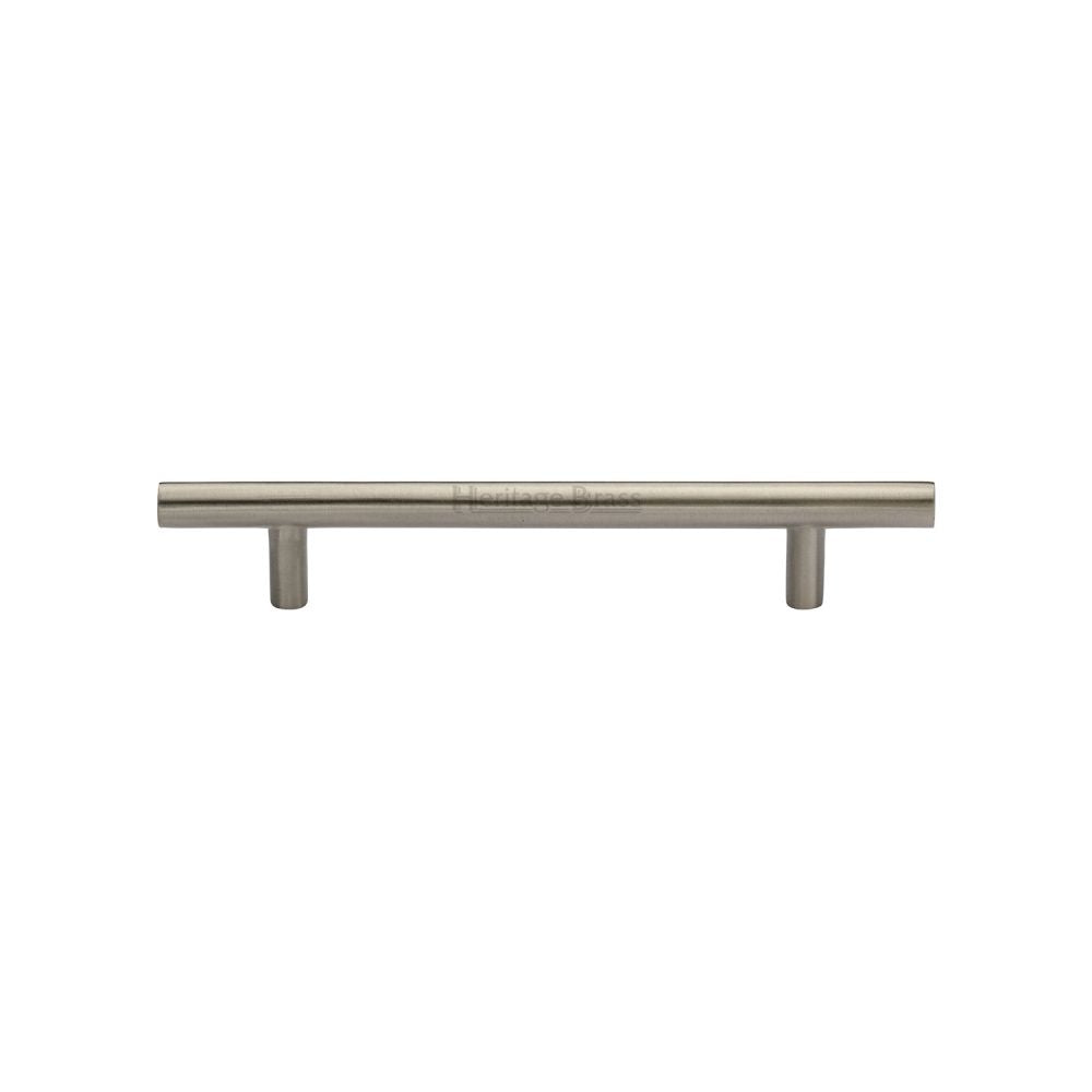 This is an image of a Heritage Brass - Cabinet Pull T-Bar Design 128mm CTC Satin Nickel Finish, c0361-128-sn that is available to order from T.H Wiggans Ironmongery in Kendal.