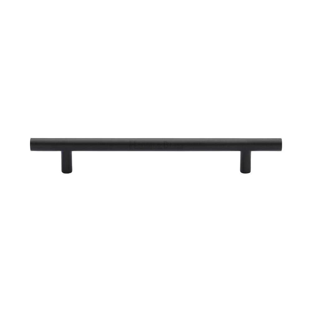 This is an image of a Heritage Brass - Cabinet Pull T-Bar Design 160mm CTC Matt Black Finish, c0361-160-bkmt that is available to order from T.H Wiggans Ironmongery in Kendal.