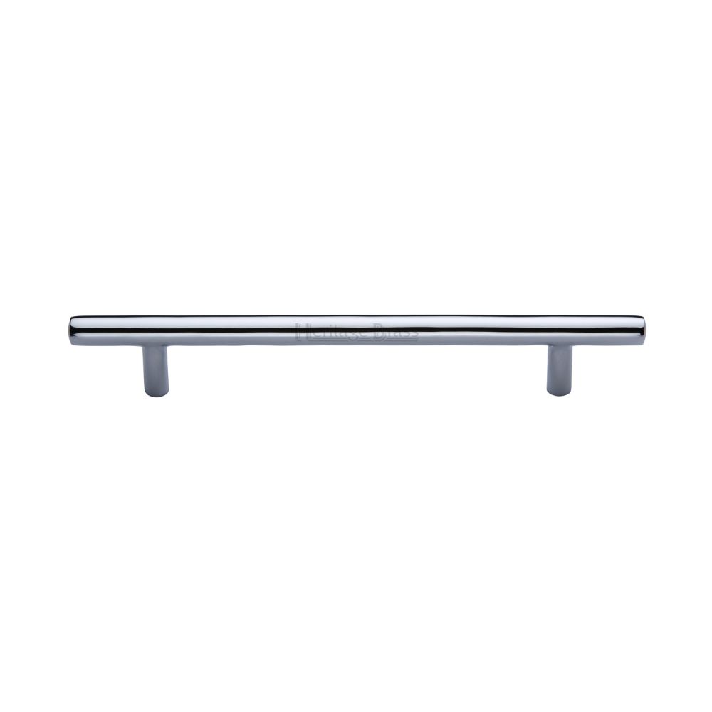 This is an image of a Heritage Brass - Cabinet Pull T-Bar Design 160mm CTC Polished Chrome Finish, c0361-160-pc that is available to order from T.H Wiggans Ironmongery in Kendal.