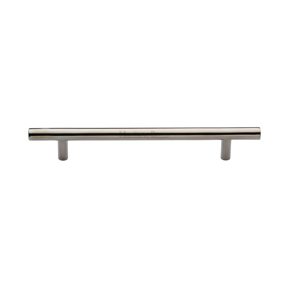 This is an image of a Heritage Brass - Cabinet Pull T-Bar Design 160mm CTC Polished Nickel Finish, c0361-160-pnf that is available to order from T.H Wiggans Ironmongery in Kendal.