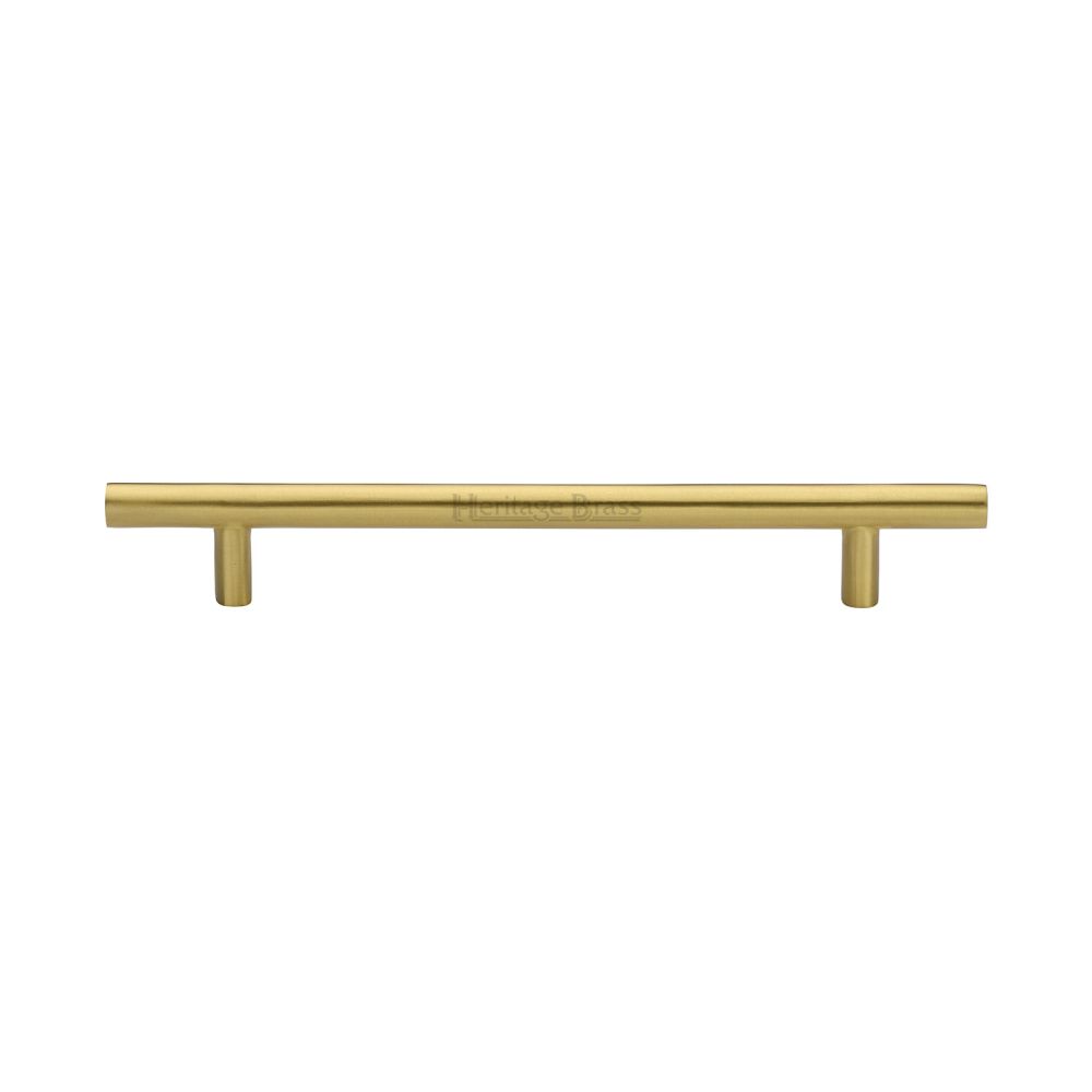 This is an image of a Heritage Brass - Cabinet Pull T-Bar Design 160mm CTC Satin Brass Finish, c0361-160-sb that is available to order from T.H Wiggans Ironmongery in Kendal.