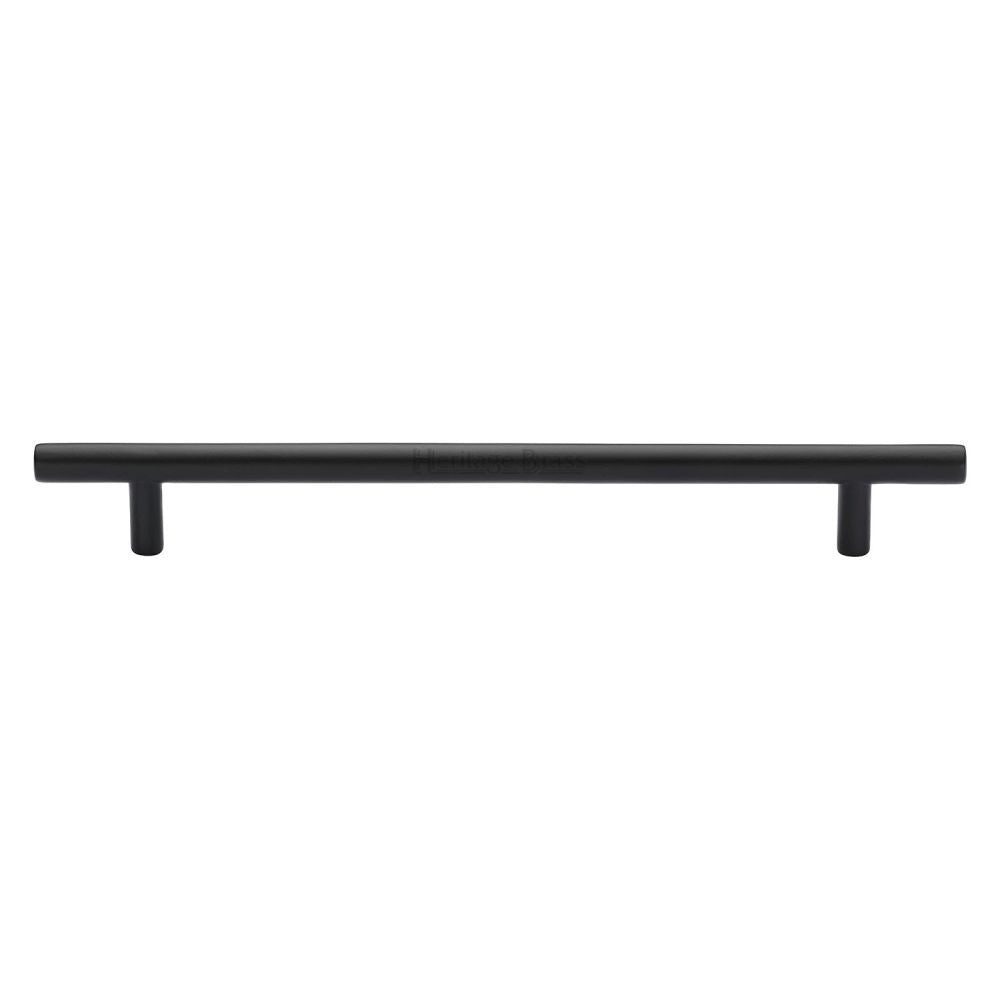 This is an image of a Heritage Brass - Cabinet Pull T-Bar Design 203mm CTC Matt Black Finish, c0361-203-bkmt that is available to order from T.H Wiggans Ironmongery in Kendal.