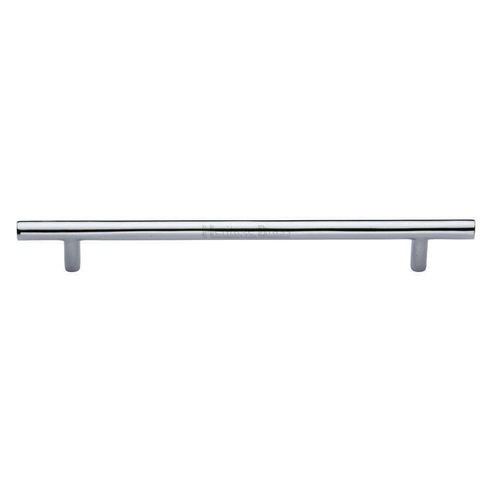 This is an image of a Heritage Brass - Cabinet Pull T-Bar Design 203mm CTC Polished Chrome Finish, c0361-203-pc that is available to order from T.H Wiggans Ironmongery in Kendal.
