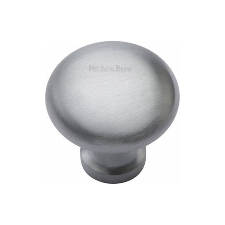 This is an image of a Heritage Brass - Cabinet Knob Victorian Round Design 32mm Satin Chrome Finish, c113-32-sc that is available to order from T.H Wiggans Ironmongery in Kendal.