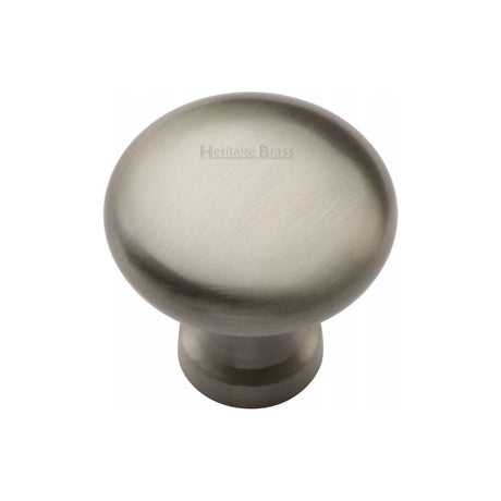This is an image of a Heritage Brass - Cabinet Knob Victorian Round Design 32mm Satin Nickel Finish, c113-32-sn that is available to order from T.H Wiggans Ironmongery in Kendal.