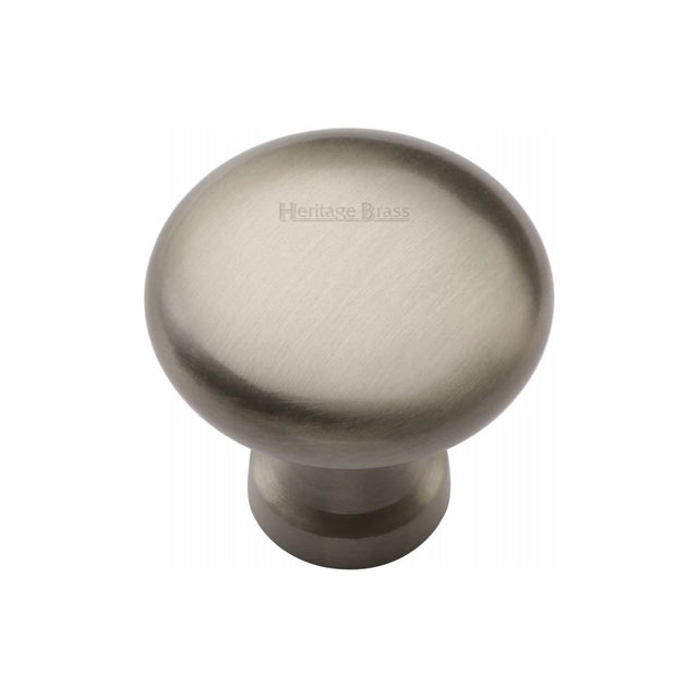 This is an image of a Heritage Brass - Cabinet Knob Victorian Round Design 32mm Satin Nickel Finish, c113-32-sn that is available to order from T.H Wiggans Ironmongery in Kendal.