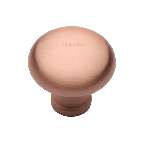 This is an image of a Heritage Brass - Cabinet Knob Victorian Round Design 32mm Satin Rose Gold Finish, c113-32-srg that is available to order from T.H Wiggans Ironmongery in Kendal.