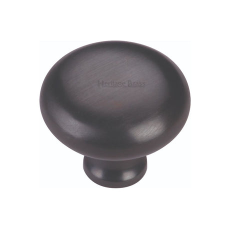 This is an image of a Heritage Brass - Cabinet Knob Victorian Round Design 38mm Matt Black Finish, c113-38-bkmt that is available to order from T.H Wiggans Ironmongery in Kendal.